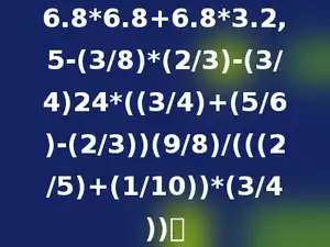 6.8*6.8+6.8*3.2,5-(3/8)*(2/3)-(3/4)24*((3/4)+(5/6)-(2/3))(9/8)/(((2/5)+(1/10))*(3/4))．